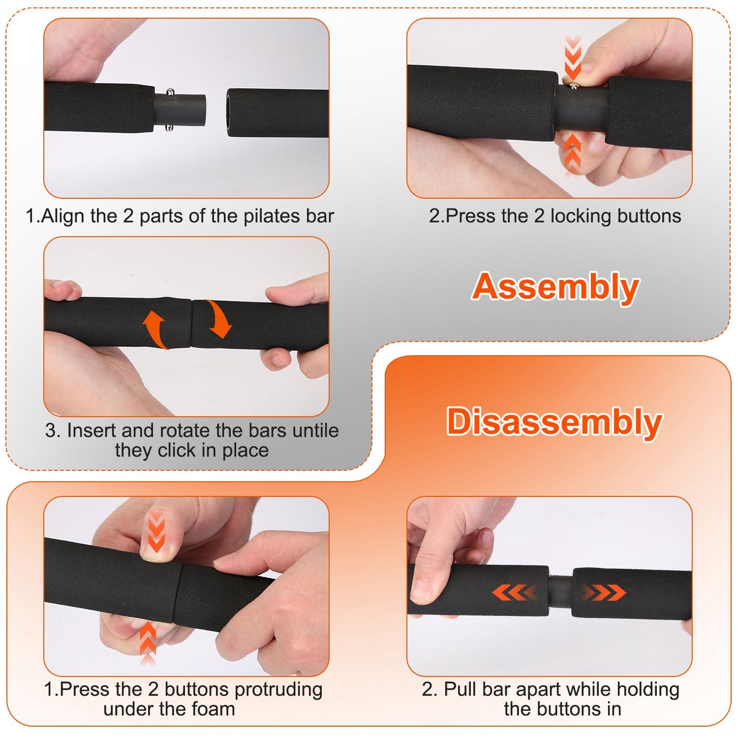 Adjustable Pilates Bar Kit with Resistance Bands – Up to 180 lbs | Full Body Home Workout