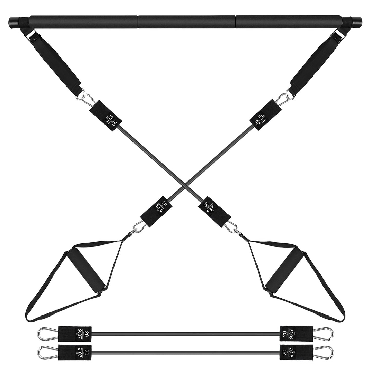 Adjustable Pilates Bar Kit with Resistance Bands – Up to 180 lbs | Full Body Home Workout