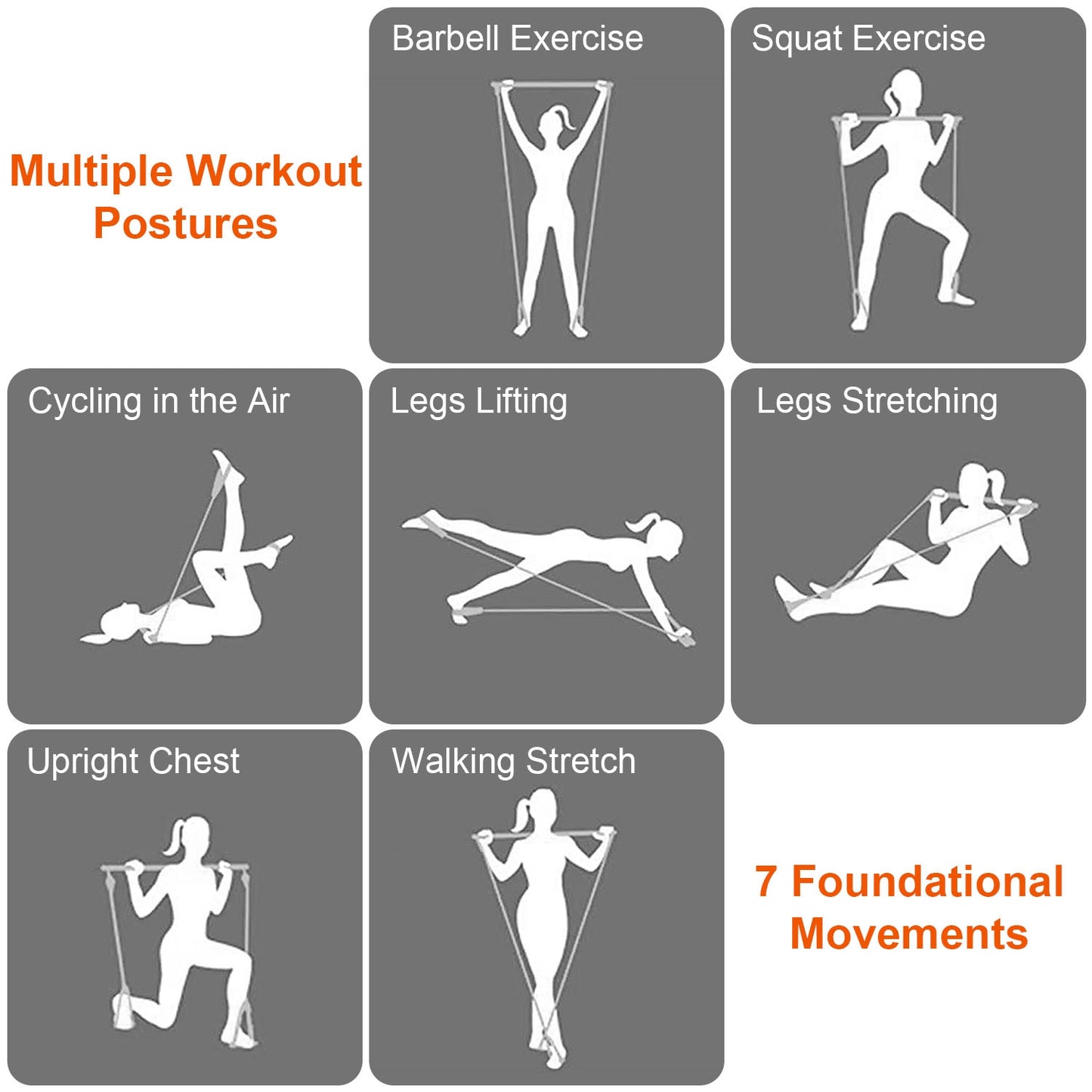 Adjustable Pilates Bar Kit with Resistance Bands – Up to 180 lbs | Full Body Home Workout