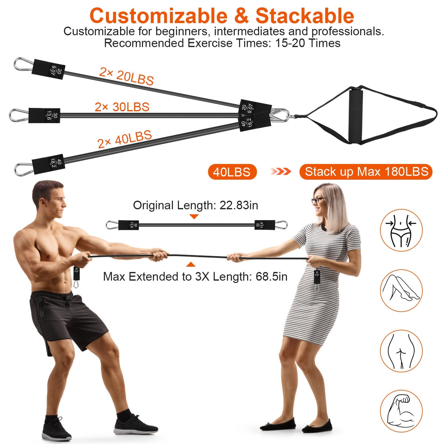 Adjustable Pilates Bar Kit with Resistance Bands – Up to 180 lbs | Full Body Home Workout