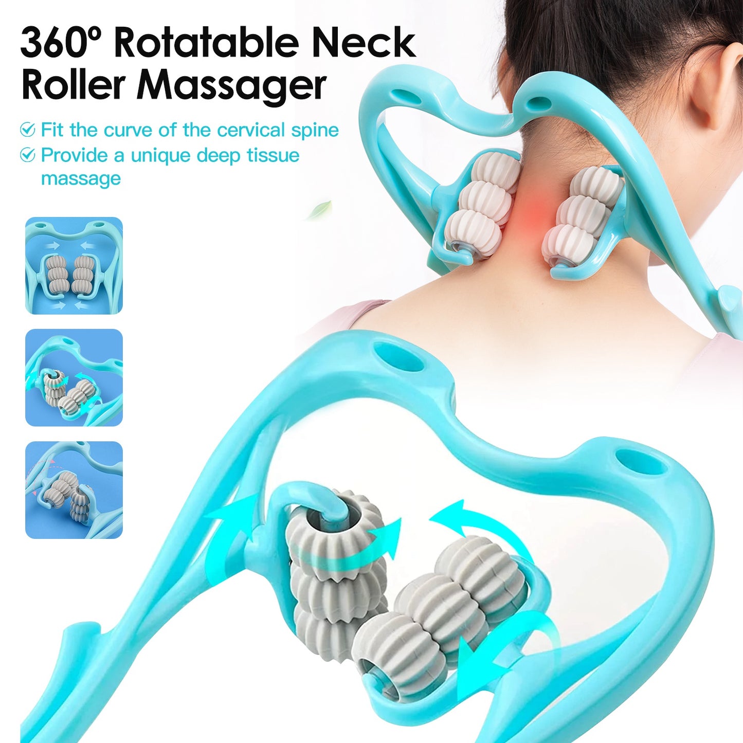 360° Neck & Shoulder Trigger Point Massager – Deep Tissue Pain Relief Roller