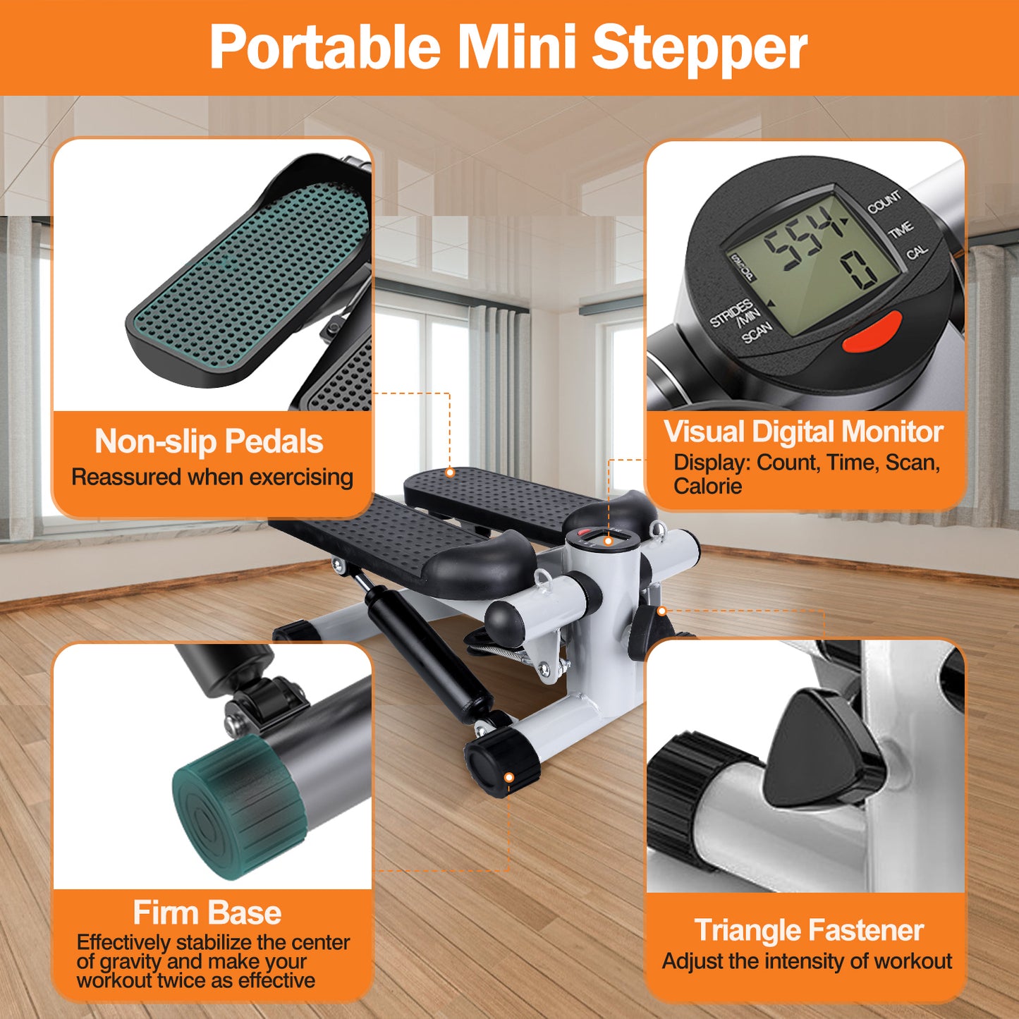 FitStep™ Home Fitness Stepper with Resistance Bands