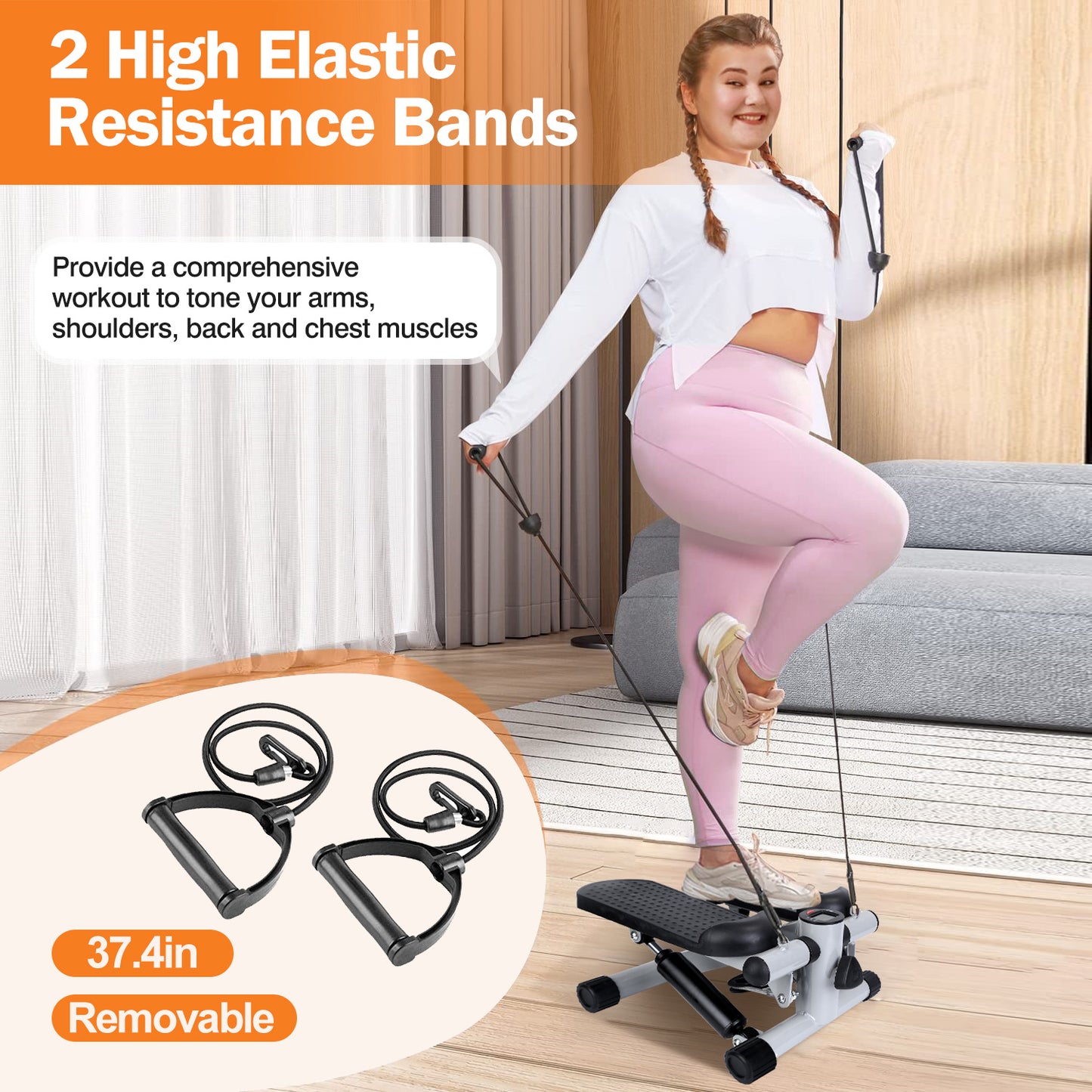 FitStep™ Home Fitness Stepper with Resistance Bands